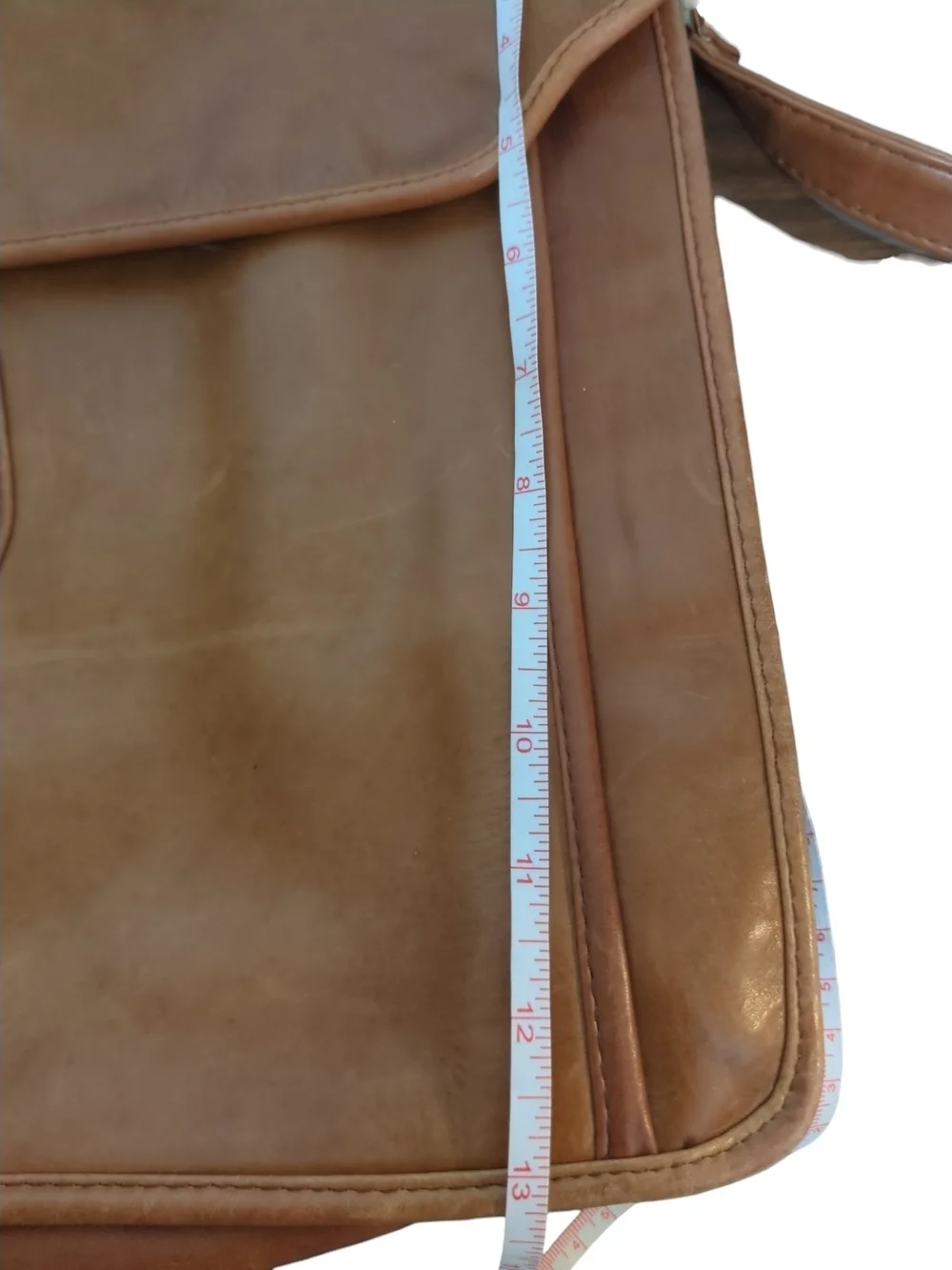 Tanner West Vintage Cognac Leather Briefcase Shoulder Strap Satchel Flap Over